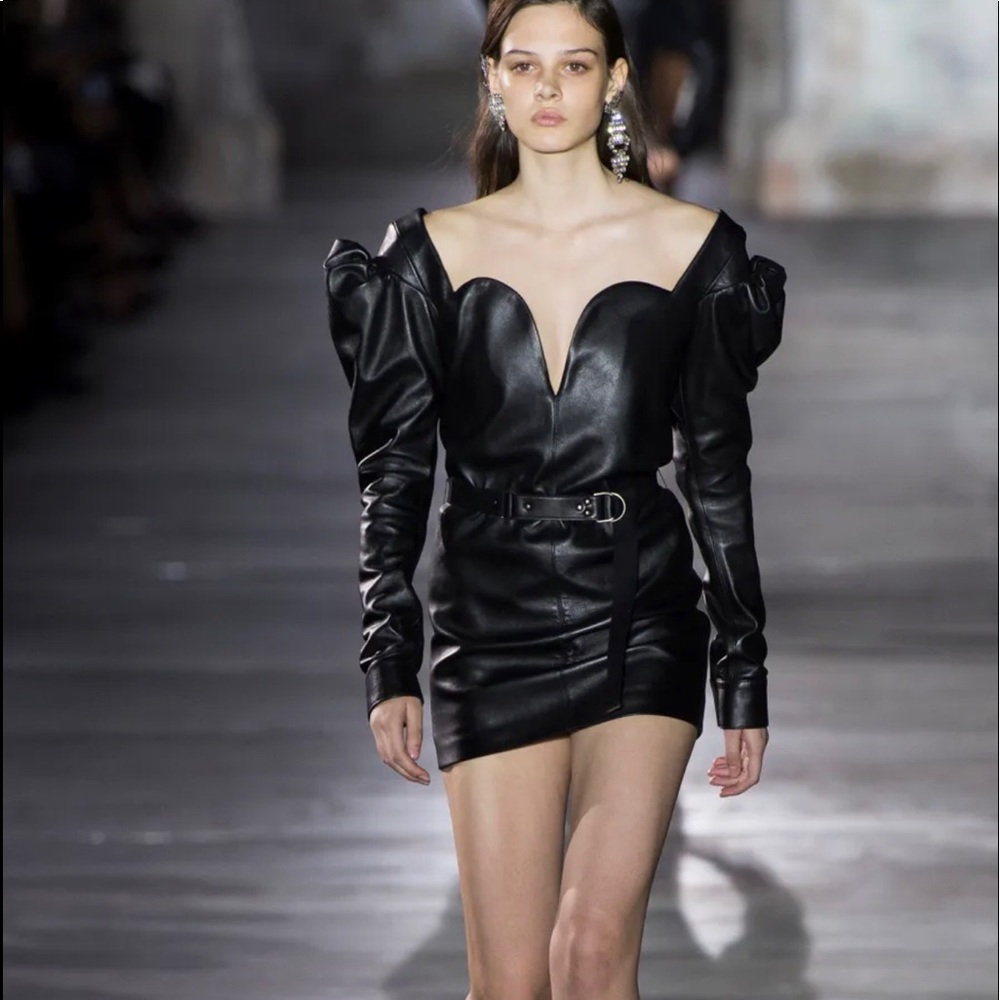 Authentic Saint Laurent leather mini dress